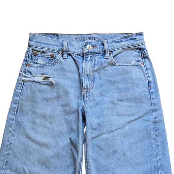American Eagle Jeans Womens 0 Short Blue Stovepipe Strigid Mid Rise Distressed - Picture 8 of 16